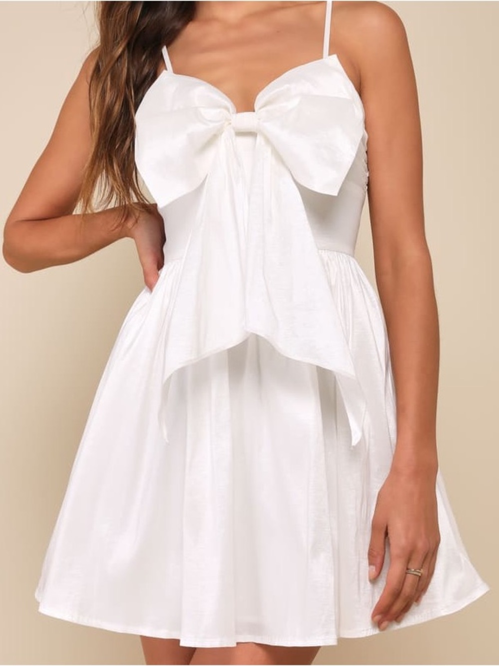 NEW with Tags! Lulus White Bow Sleeveless Mini Dress Size XL